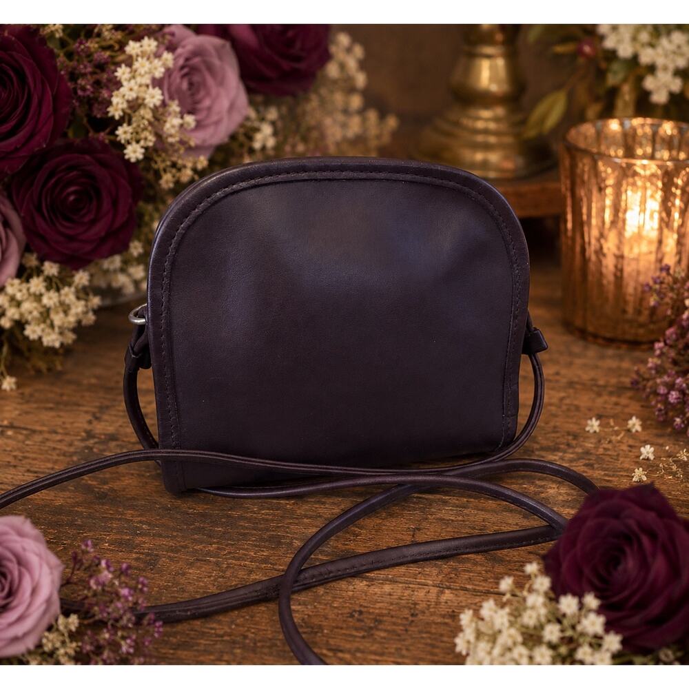 RARE Vintage Coach Abbie Zip Crossbody – Dark Purple Leather